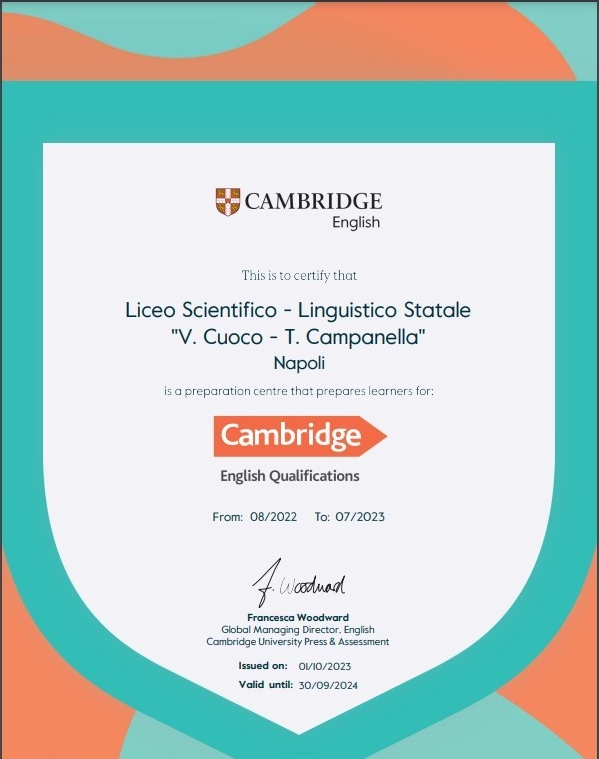 CERTIFICATO PREPARATION CENTRE CAMBRIDGE